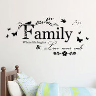 2016 Family Flower Butterfly Art Vinyl Quote Wall Stickers/Decals