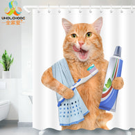 Cute Cat 3D Printed Shower Curtain Waterproof Polyester Fabric Bath Curtain