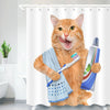 Cute Cat 3D Printed Shower Curtain Waterproof Polyester Fabric Bath Curtain