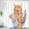 Cute Cat 3D Printed Shower Curtain Waterproof Polyester Fabric Bath Curtain