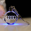 JQJ Laser Engraved Crystal Car Logo Keychain LED Light Wall Hanging Rings