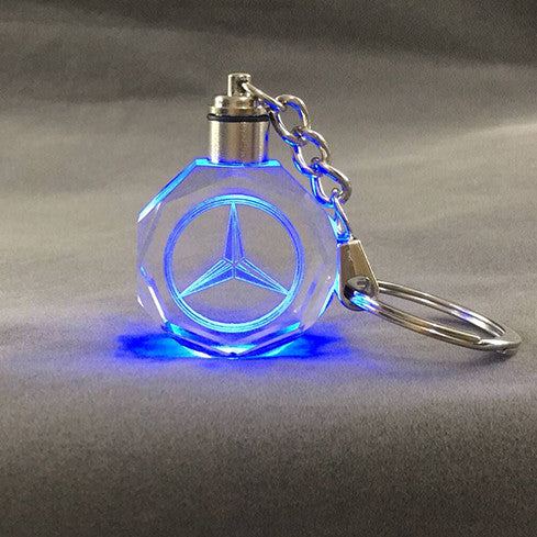 JQJ Laser Engraved Crystal Car Logo Keychain LED Light Wall Hanging Ri –  cleandecoor