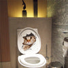 Cat Vivid 3D Smashed Switch Wall Sticker Bathroom Toilet Kicthen Decorative