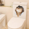 Cat Vivid 3D Smashed Switch Wall Sticker Bathroom Toilet Kicthen Decorative