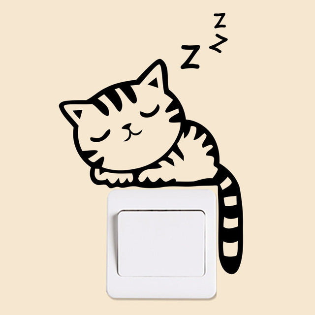 Cat Vivid 3D Smashed Switch Wall Sticker Bathroom Toilet Kicthen Decorative