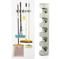 Kitchen Organizer 5 Position Wall Mounted Shelf Storage Holder for Mops, Brooms. etc